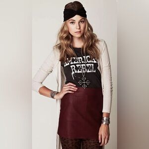 Free People Burgundy  Leather mini skirt. Size M .Perfect conditions 🔥